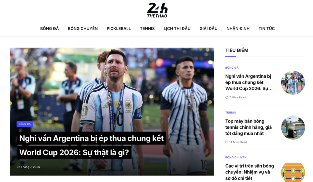 24hthethao.net: "Trạm Cấp Tin" Thể Thao 24/7 Bứt Phá Trong Kỷ Nguyên Số